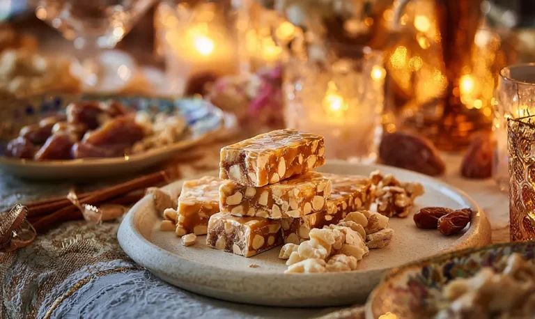 Plateau de turrón espagnol artisanal Alicante et Jijona sur une table festive de Noël