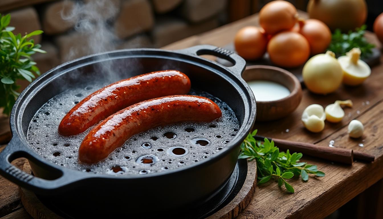 découvrez la méthode traditionnelle pour une cuisson lente et savoureuse de la saucisse de morteau, afin de préserver toutes ses saveurs et sa texture unique.